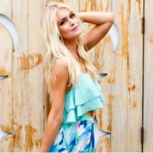 Show Me Your MuMu Lil Miss Crop Top Shirt Seaglass Size Small NWOT